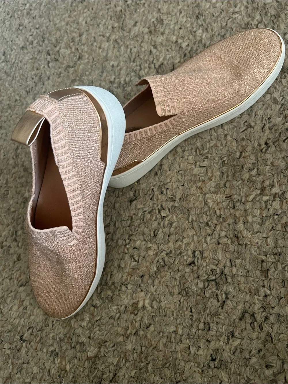 Slip-On Knit Sneakers in Rose Gold